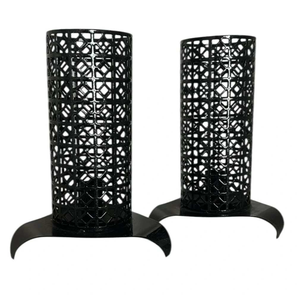 Vintage Black Decorative Metal Candle Holders -